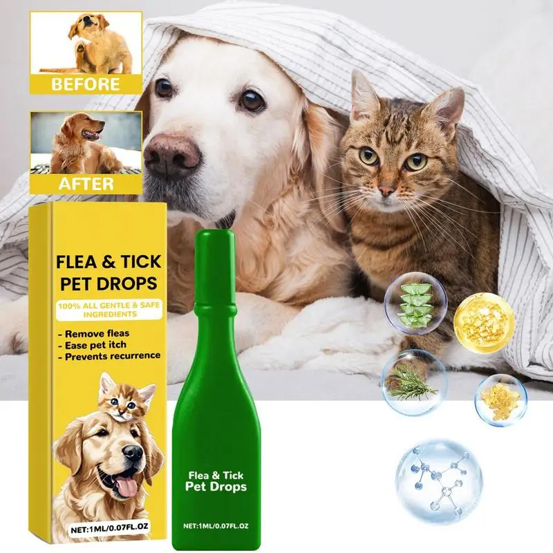 1Ml Pet Dog Cat Vitro Drops Long-Lasting Control Repel Fleas Ticks Lice Insect Remover Spray For Cats Dogs