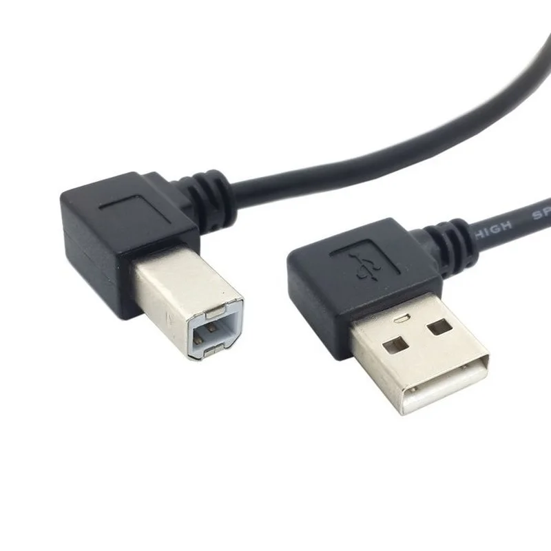 90 degree Left Angled USB 2.0 A Male to Left Angled USB B Male Scanner Printer Cable 20cm