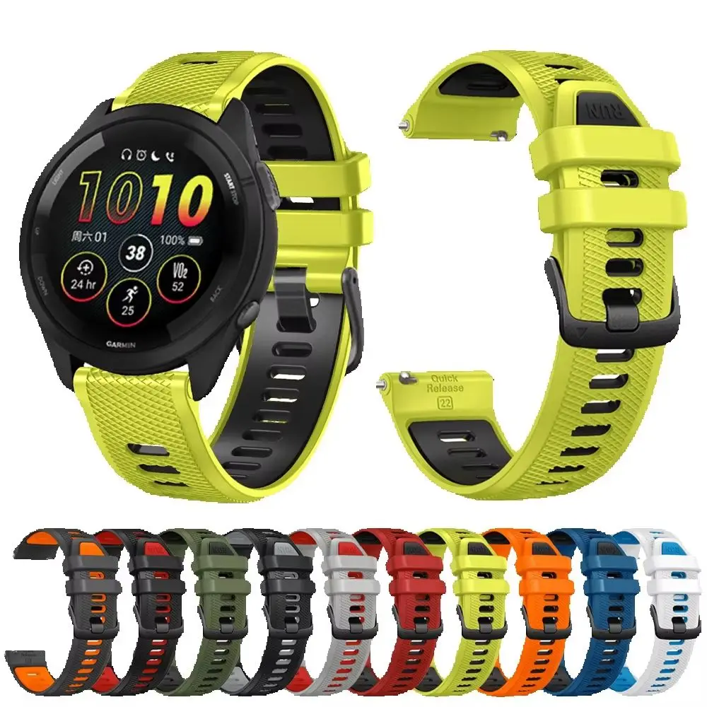 22mm Silicone Sport Official Straps For Garmin Forerunner 265 Bracelet Forerunner 745 965 255 Music/Vivoactive 4/VENU 2/3 Bands