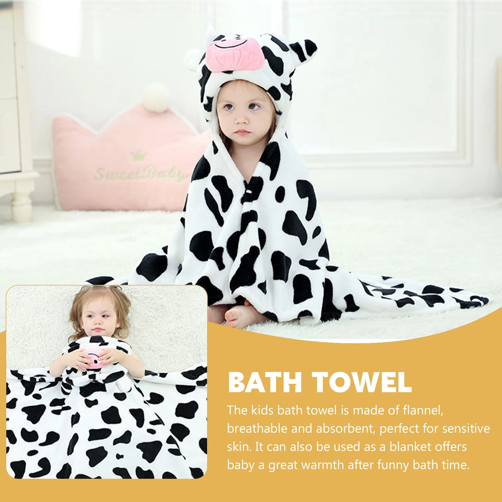 

Premium Bath Towel For Kids Cartoon Print Toddler Oversized Absorbent Washcloths Newborn Shower Gift
