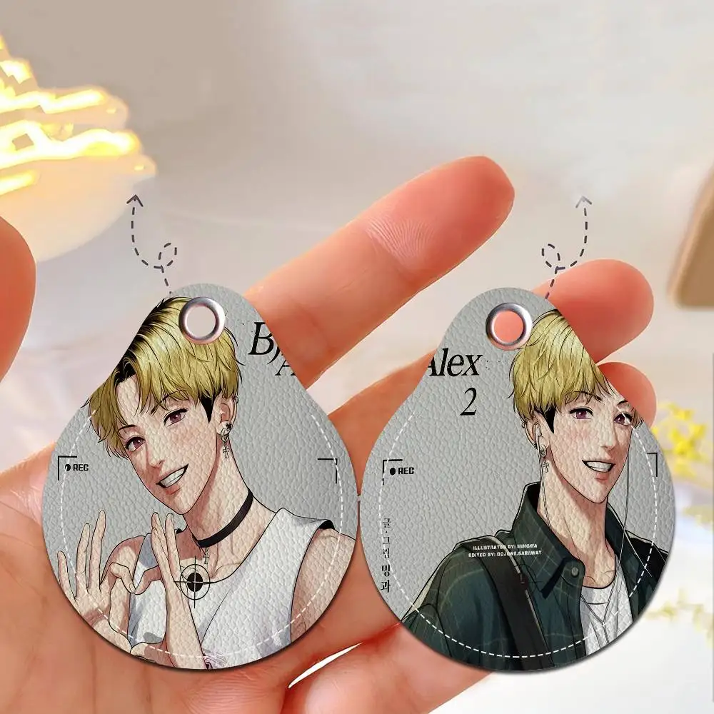 BJ Alex Keyring Leather Access Card Holder Keychain Community Water Drop Proximity Card Protective Case