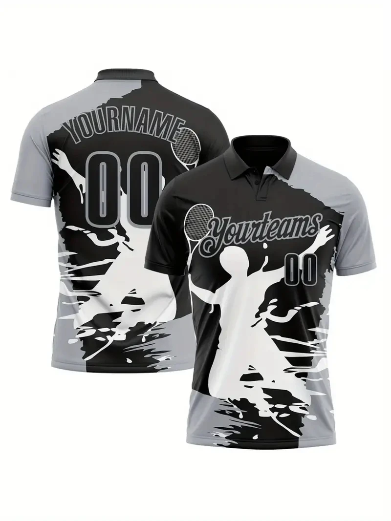 Men's Sporty Casual Short Sleeved Custom Diy Name Numbe Polo Shirt Fashion Trend Tranning Quick Drying Tops Summer Sports Tees
