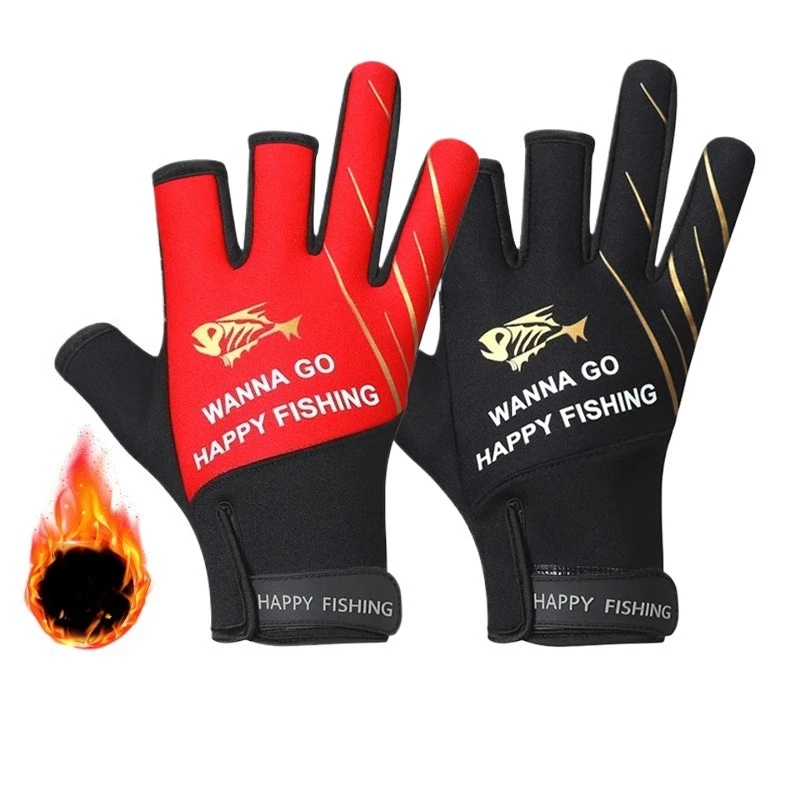 الخريف الشتاء ثلاثة أصابع قفازات الصيد المهنية الرجال روك الصيد عدم الانزلاق و طعنة واقية القيادة وركوب الخيل الإمدادات