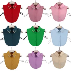 Fashion Candy Color White Fake Collar Shirt Women Faux Col Half Shirt Blouse False Collar Woman Sweater Shirt Detachable Collars