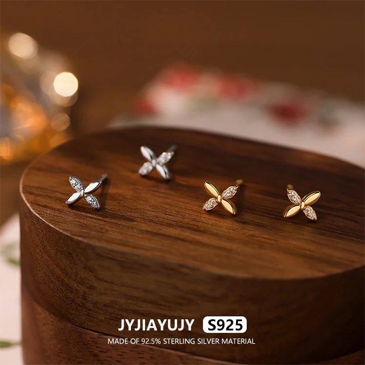 JYJIAYUJY-925スターリングシルバースタッズイヤリング,xレター,ジルコン,2色,毎日のジュエリーギフト,100% オリジナル,s925,ファッショナブル,je75