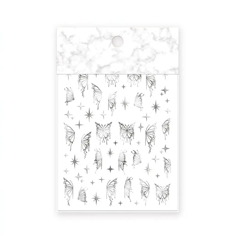 DIY Butterfly Nail Decals Laser Aurora Silver Gold Foil Stickers Professional Manicure Art Design Decoration