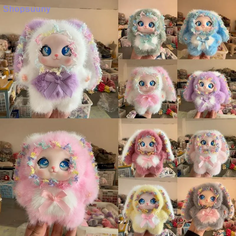 [SU]Cute Bow Rabbit Ear Plush Doll Toy Pendant Keychain Ornaments Backpack Hangings Decoration Car Keyring Gift[SU]