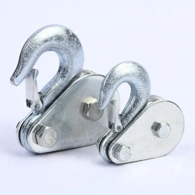 0.8T 1T Electric Winch Hook Lifting Pulley High Strength Steel Wheel Lifting Rope Pulley Block Hook