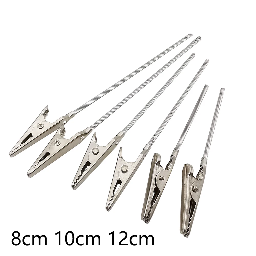 10Pcs clip a coccodrillo Non isolate morsetto a coccodrillo a filo metallico a coda lunga per test elettrici 8cm 10cm 12cm lunghezza