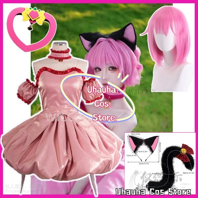 Anime Tokyo Mew Mew Cosplay Momomiya Ichigo Costume Pink Dress Lolita Strawberry Cat Ear Tail Props Wigs For Girls Customized