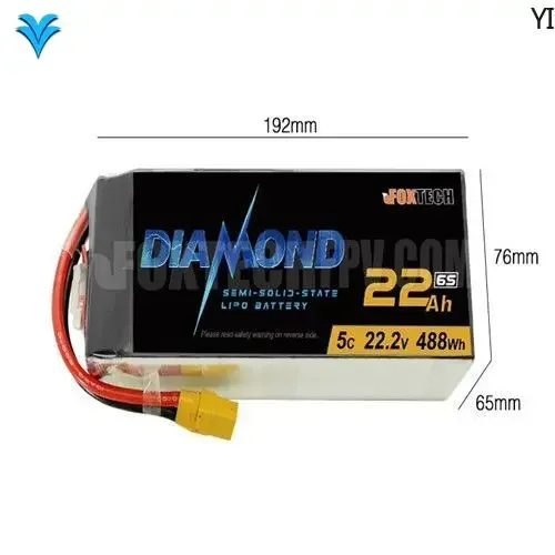 Foxtech Diamond 6S 22000mAh Semi-solid State Lipo Battery For Multicopter Helicopter/UAV Drones