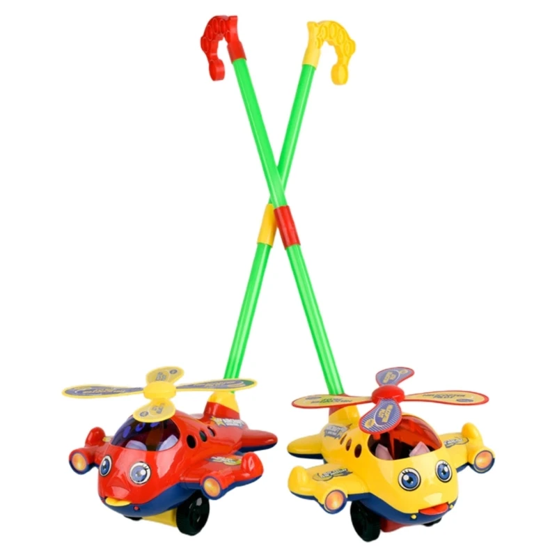 

77HD Plastic Baby Push Walker Toy Toddler Toy with Rolling Propeller & Sound Learning Walking for Boys and Girls