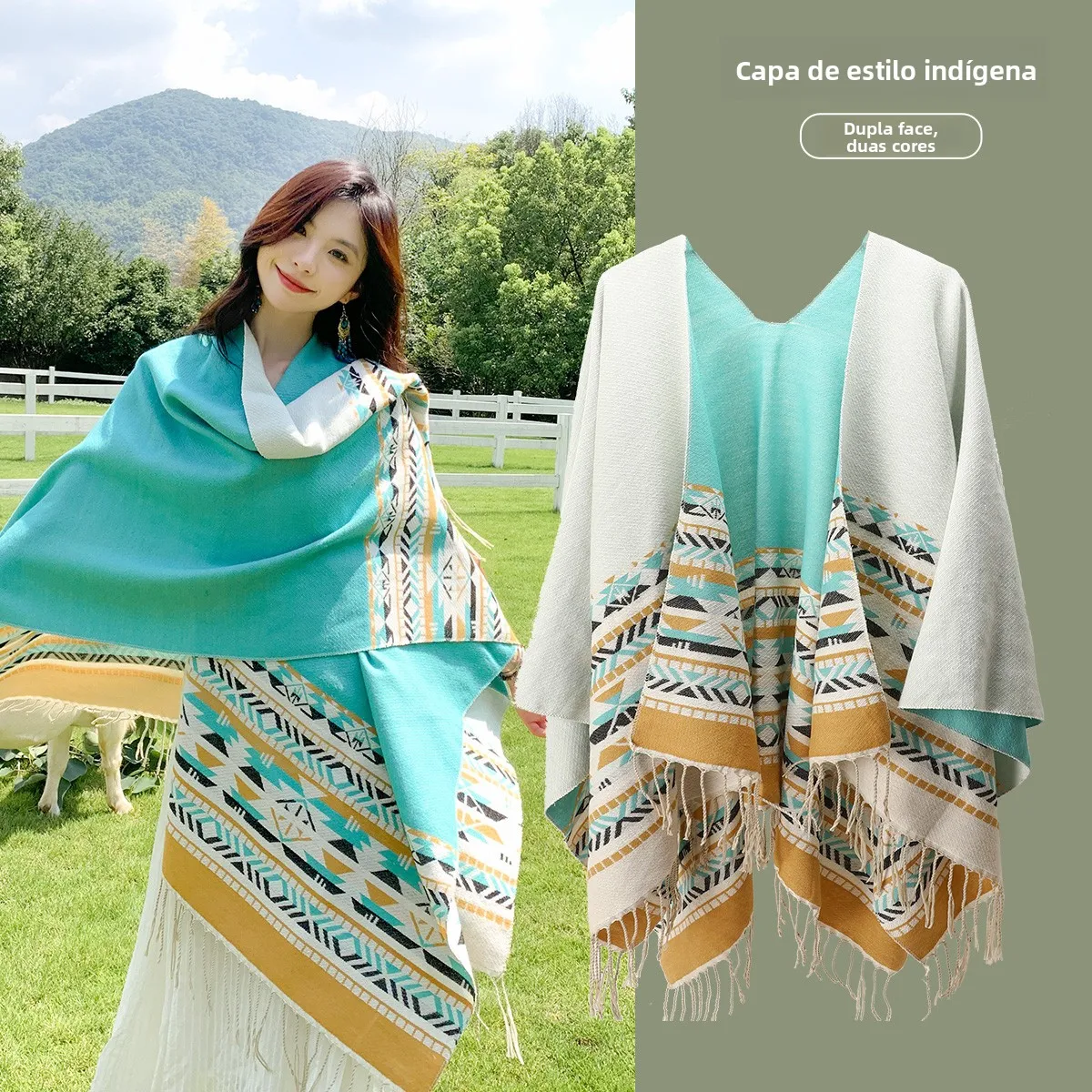 秋の旅行用レディーススカーフ・アウターウェア兼用エスニック風春夏秋シーズンファッションショールポリ混紡