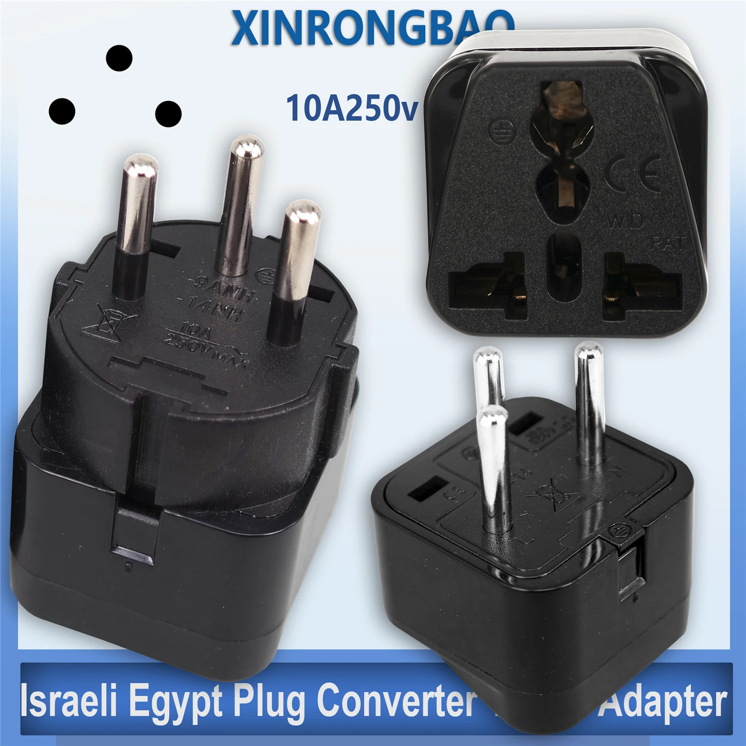 Universal IL EG Plug Adapter 10A AC Converter EU US AU UK To Israel Egypt 3 Pin Travel Power Adapter Outlet Wall Charger Socket