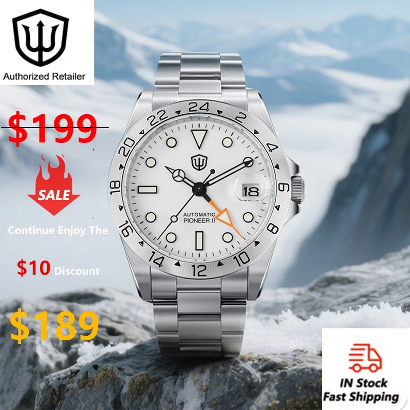 Watchdives WD16570 V2 Водонепроницаемые часы NH34 Автоматический механизм BGW9 Светящееся сапфировое стекло 38 мм Механические винтажные мужские часы