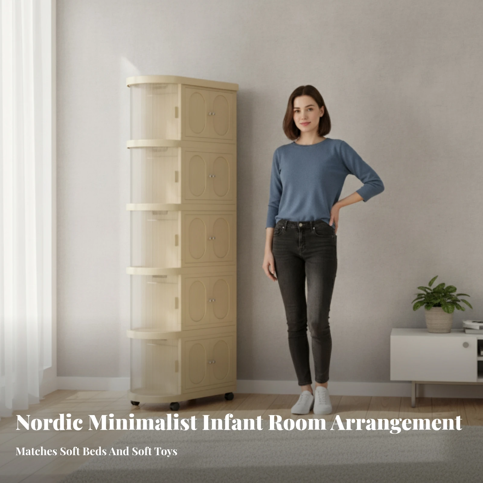 5-Tier Baby Cabinet Warm Beige - огляд і ціна Baby Nursery Shelves