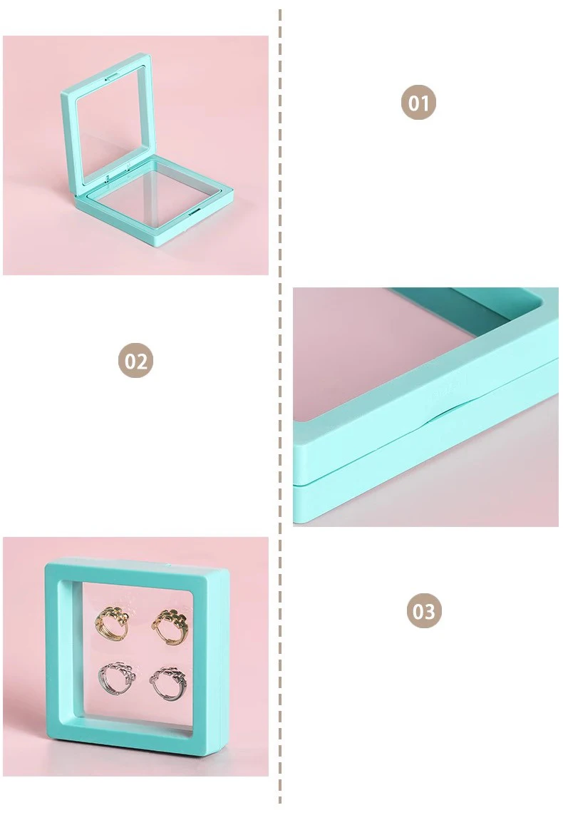 Bulk 3D Floating Frame Display Holder Stand Ornament Organizer Case Lot of 10 Travel Portable Suspended Gift Jewelry Storage Box