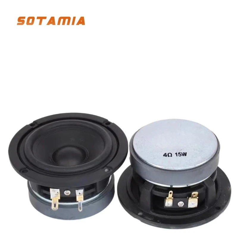 

SOTAMIA 2 шт. 3-дюймовый динамик, литая алюминиевая рама для раковины, диафрагма из ПВХ, большая звуковая катушка, настольный аудио, полнодиапазонный блок