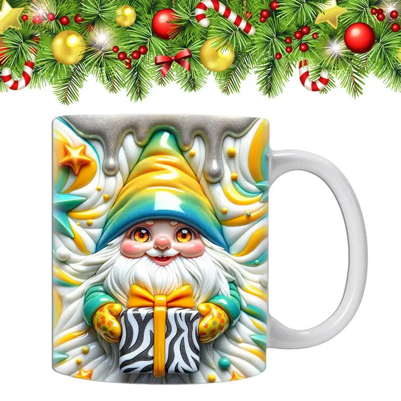 Caneca 3D Gnome com caixas, copos coloridos, aniversário fresco, Natal, mãe, melhor amigo, 350ml