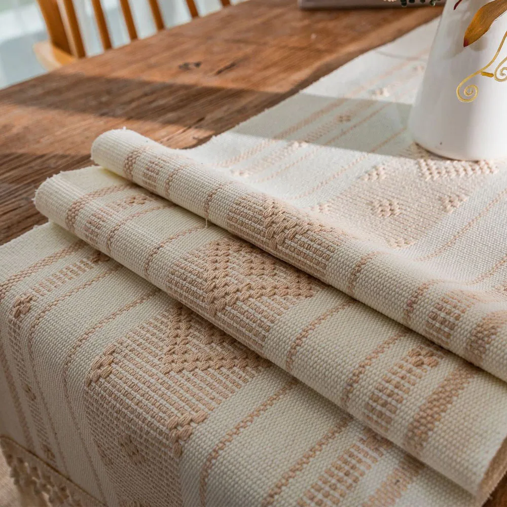 30x180cm Cotton Linen Table Runners Woven Table Runner With Tassel tablecloth Dinner Table TV Cabinet Decor Table Flag