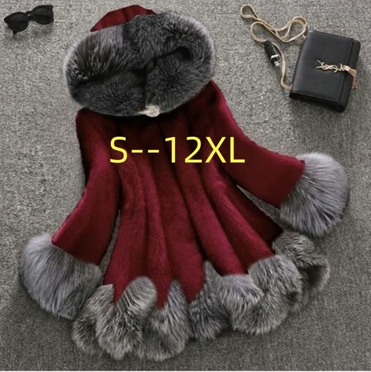 

Autumn Winter New Arrival Women's Mid-Length Fur Collar Fake Fur Coat Large Outerwear Regular Thin Chinese Production