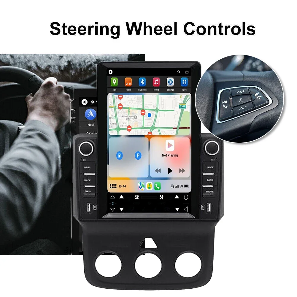 كاميرا احتياطية 12 ليد تعمل بنظام أندرويد 14 ملاحة السيارة 9.7 بوصة لدودج رام 2013-2019 مع carplay ووظيفة أندرويد التلقائية 2 + 32G