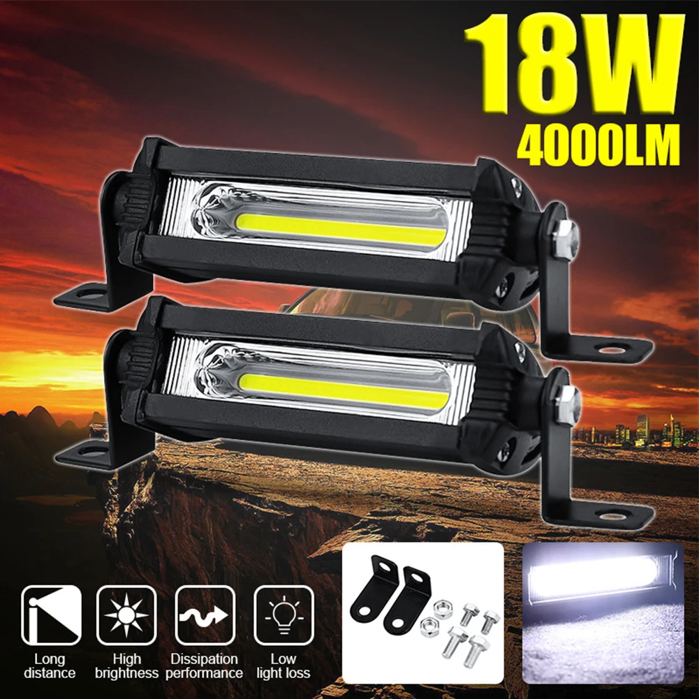 Car Led Work Light Cob 9w 6000k Mini Single Row Modified Spotlight Waterproof Motorcycle Auxiliary Light Bar