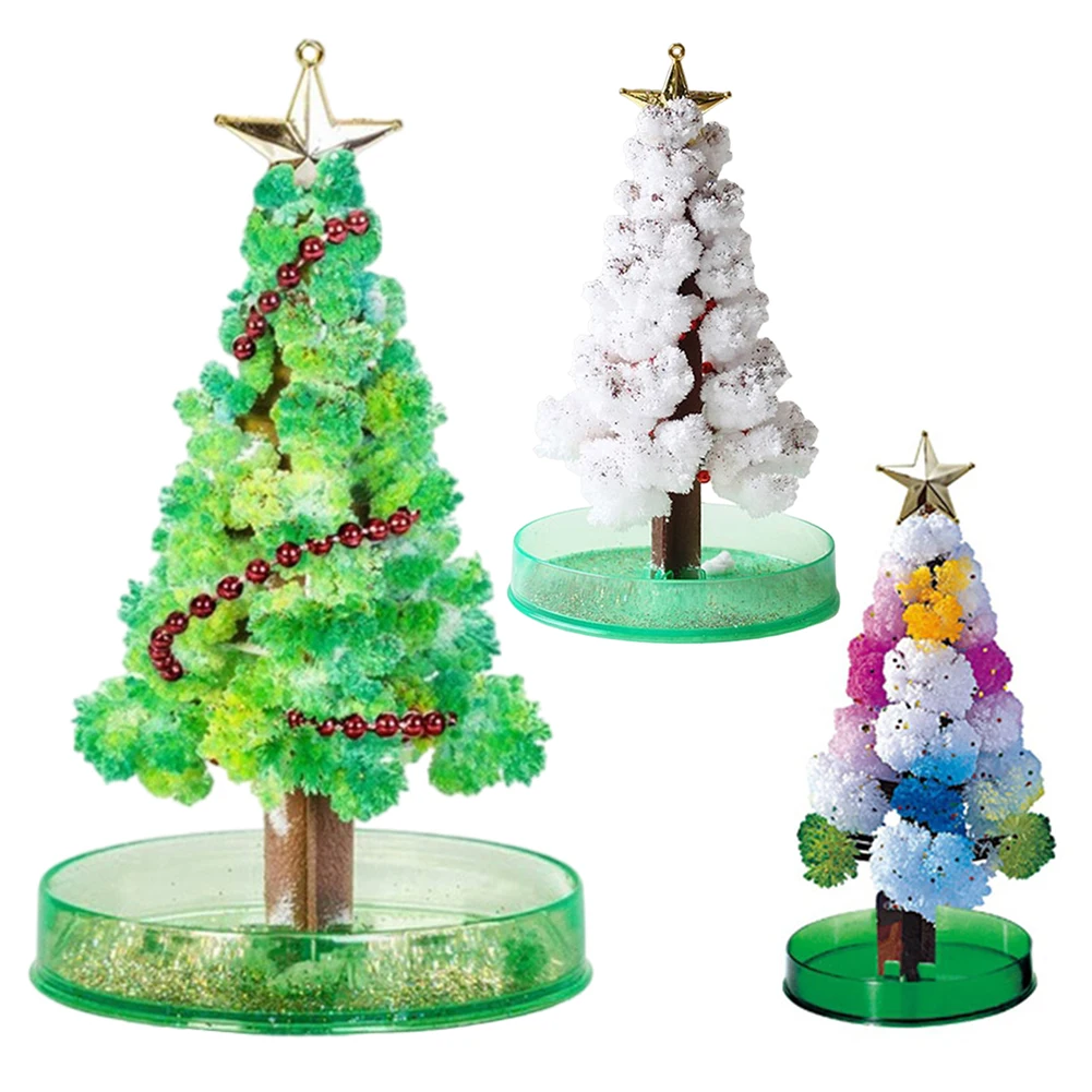 Novelty Growing Tree Magic Crystal Paper Xmas Tree Paper Plantas Desktop Ornament Chritmas Decoration Toys Gifts for Kids Adults