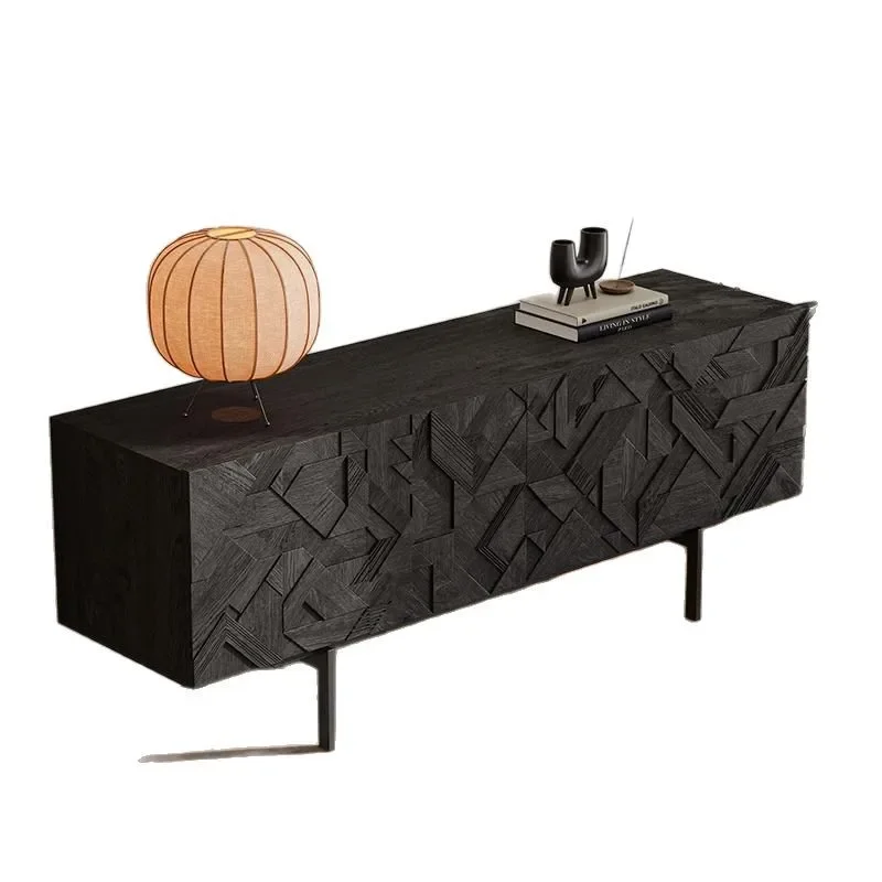 

wood dining side cabinet, minimalist household dining side cabinet, floor-to-ceiling locker, black porch cabinet