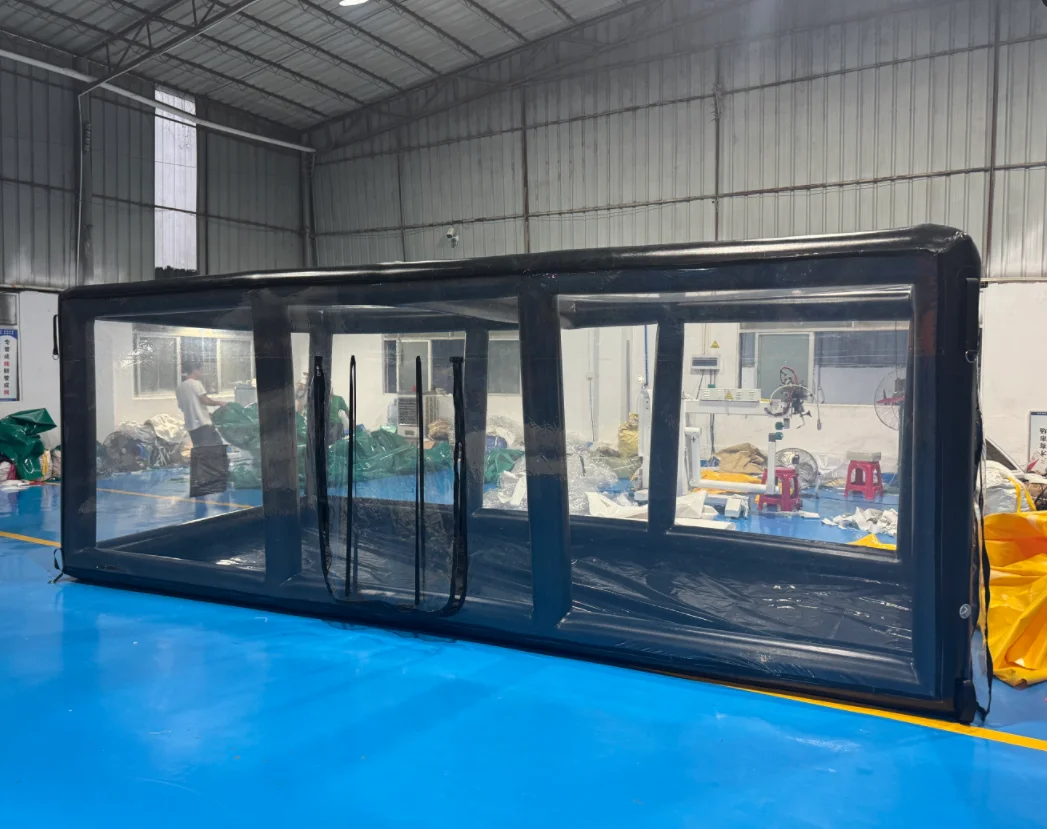 Wysokiej jakości przezroczysty namiot dmuchany fabrycznie wykonany na zamówienie z PVC, przezroczysty namiot dmuchany typu bubble, namiot dmuchany do samochodu.