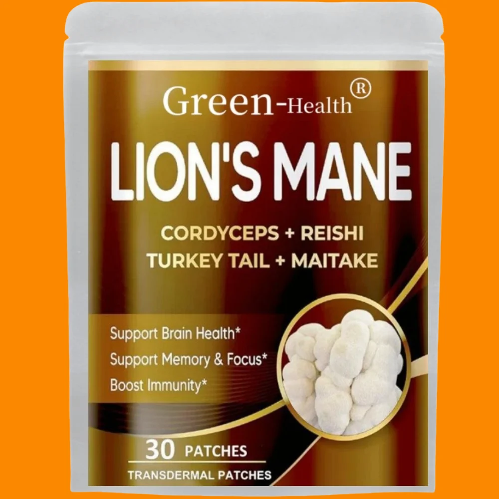 

30 Patches Lion's Mane Mushroom Transdermal Patches With Cordyceps, Reishi Mushroom-Brain Boosting Focus & Energy