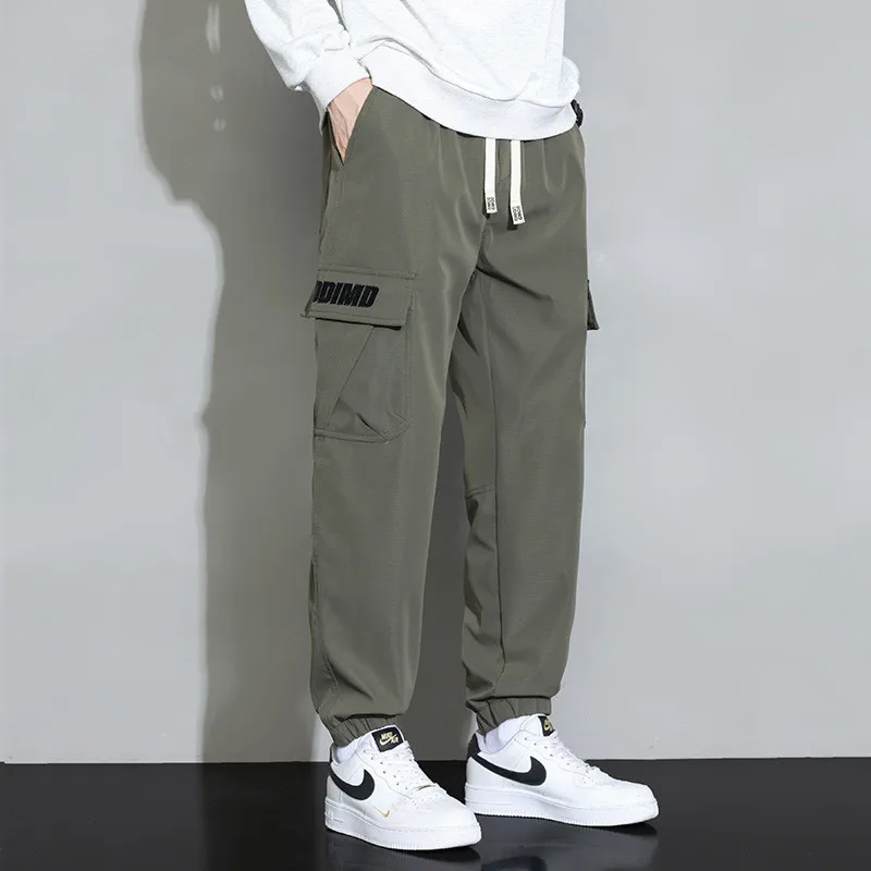 Man Loose Casual Cargo Pants Spring Autumn Solid Color Harajuku Lightweight Pants Fashion Straight Men's Trousers