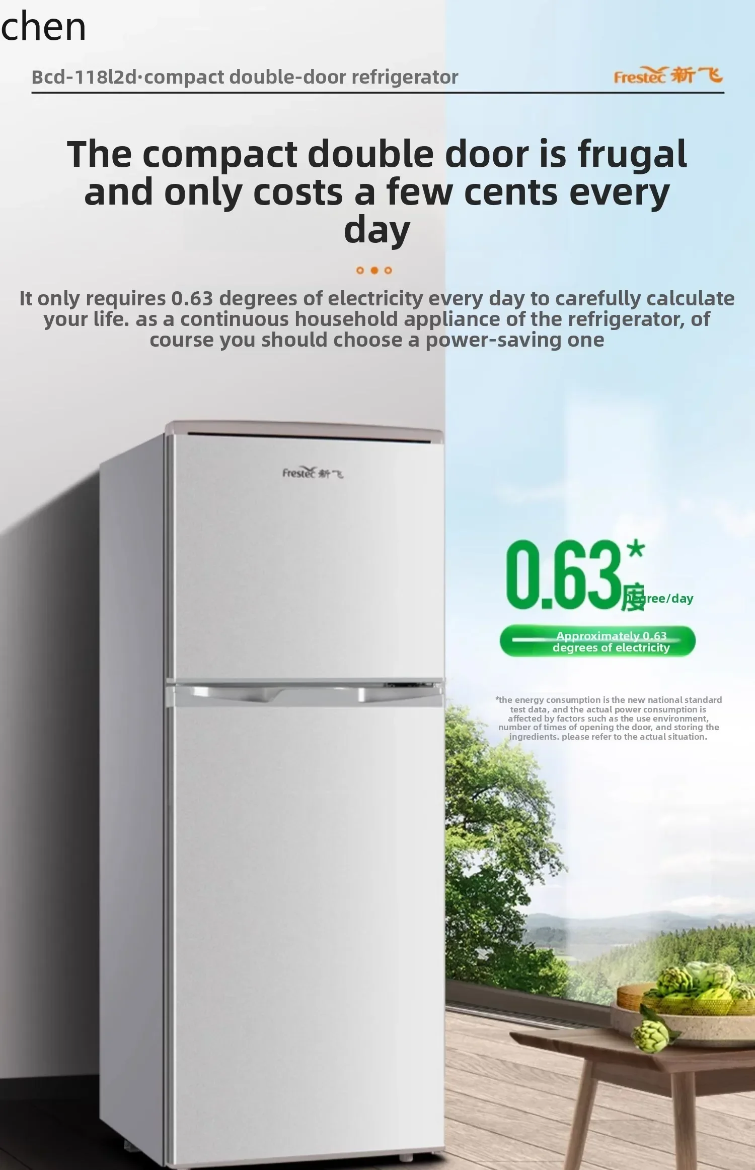 double-door  energy-saving small refrigerator rental dormitory refrigerated and frozen two-door double-door refrigerator