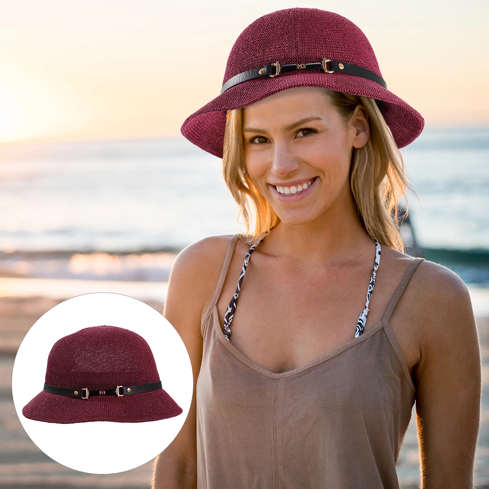 

1Pcs Durable Straw Hat Handmade Outdoor Sun Protection Sunhat Breathable Fashion Exquisite Gift for Special Day