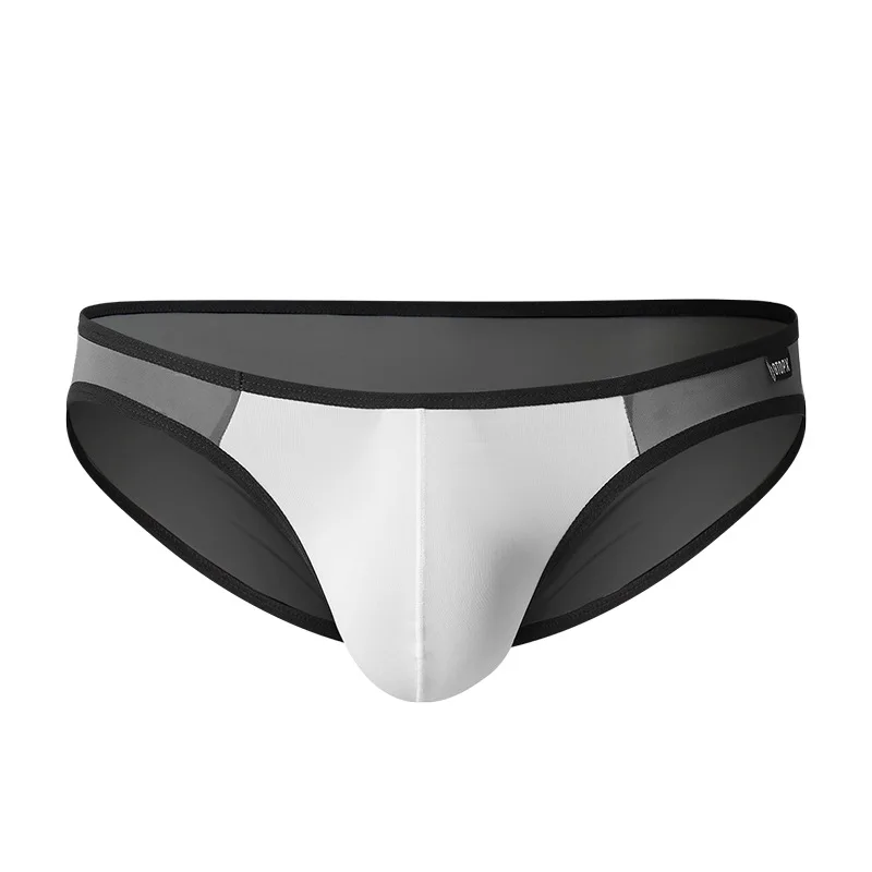 Ropa interior Sexy para hombre, calzoncillos de seda fina, transpirable, convexo en U, de cintura baja, 2 piezas, 2 piezas