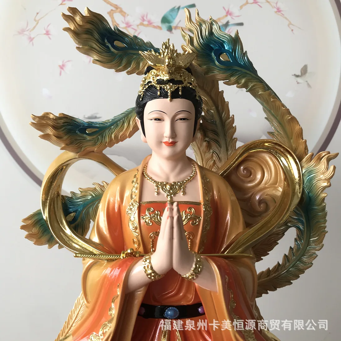 resin painted nine-day goddess statue stepping on phoenix  mother goddess  home  bring in wealth and treasure desktop