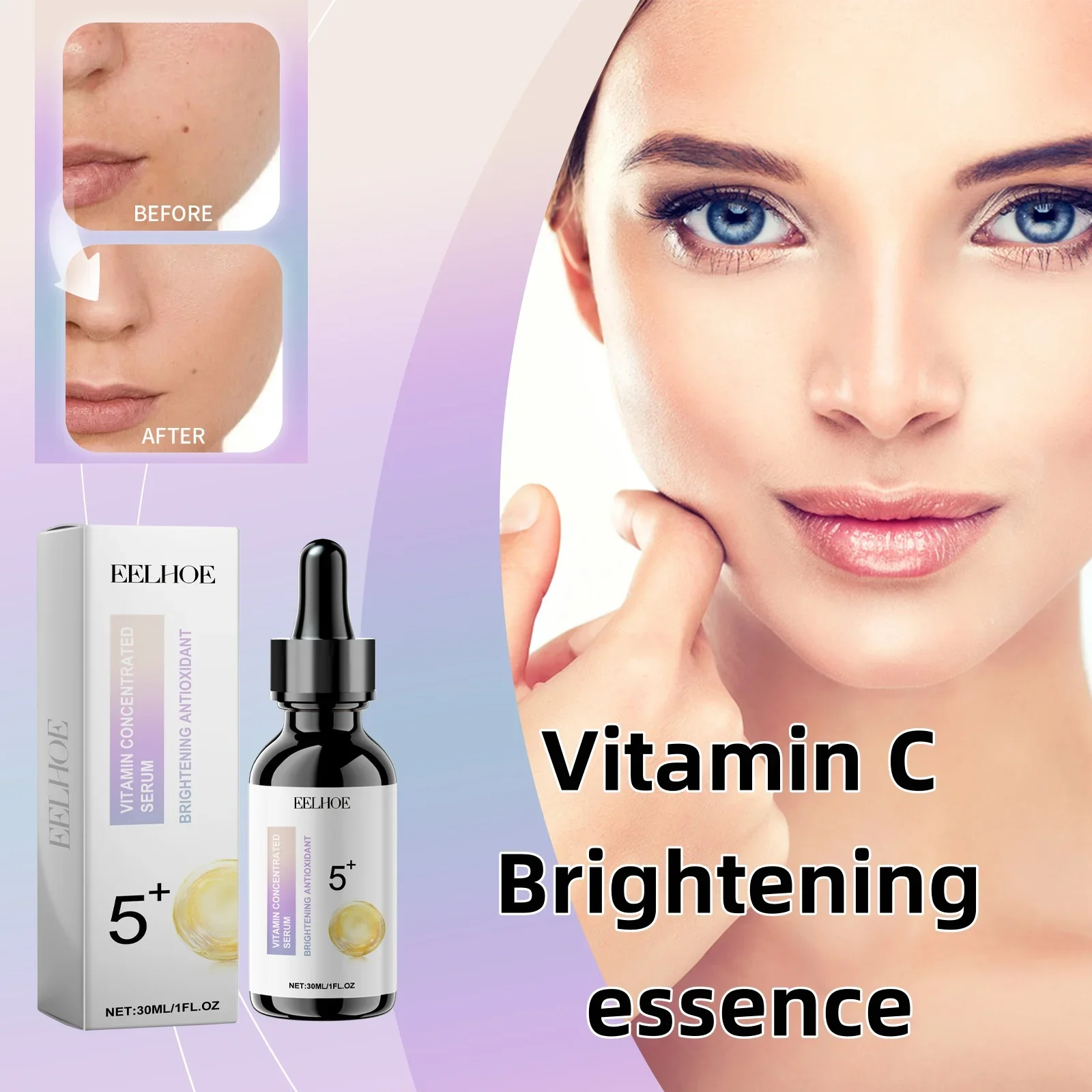 EELHOE Vitamin C Skin Brightening essence Desalinates Melanin, Brightens Skin Tone, Moisturizes and Softens Skin Facial essence