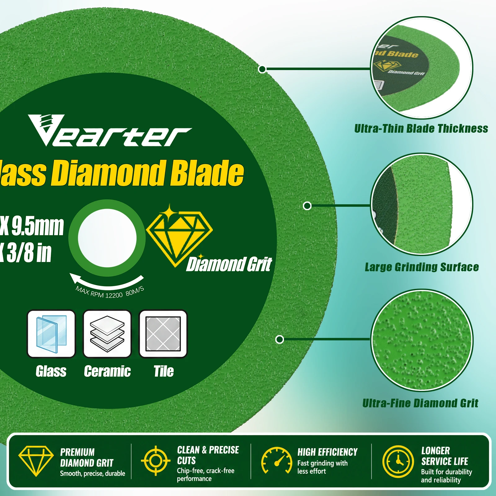 5Pcs 76mm Diamond Glass Cutting Disc Set with 5/8