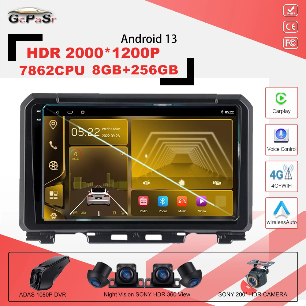 Android 13 For Suzuki Jimny JB64 2018 - 2020 Car Intelligent  System RadioMultimedia Video Player Navigation GPS 4G WIFI 7862CPU