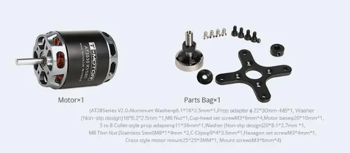 TMOTOR AT3530 3530 580KV 3D Fixed Wing Long Shaft Brushless Motor BLDC for RC Airplanes Thrust 4.8KG Support 6-12s