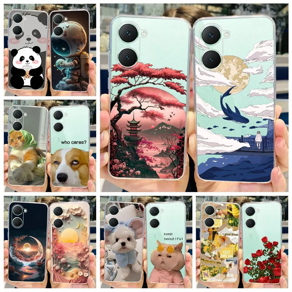 For Vivo Y18 Case Vivo Y18e V2350 Stylish Painted Cover 6.56'' Clear Silicone Soft Phone Case For Vivo Y18 Y 18 e VivoY18 Bumper