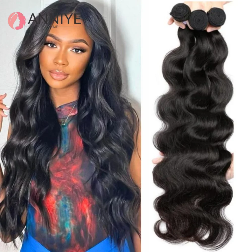 

12A Body Wave Bundles 1/3/4 Bundles Deal 100% Raw Human Hair Extensions Peruvian Hair Weaving Natural Black Virgin Hair 30 Inch