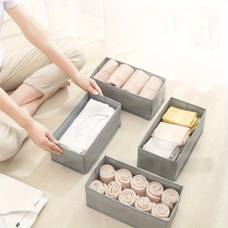 

Space-Saving Foldable Storage Organizer for Clothes, Underwear & Socks - Tension Mounted Fabric Drawer Divider
