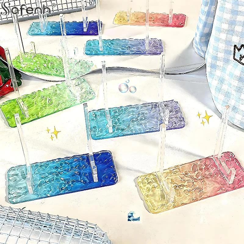 

4 шт. пластиковая подставка для бейджей, акриловая подставка, держатель для бейджей с водной рябью, стойка для бейджей, настольный держатель для карточек