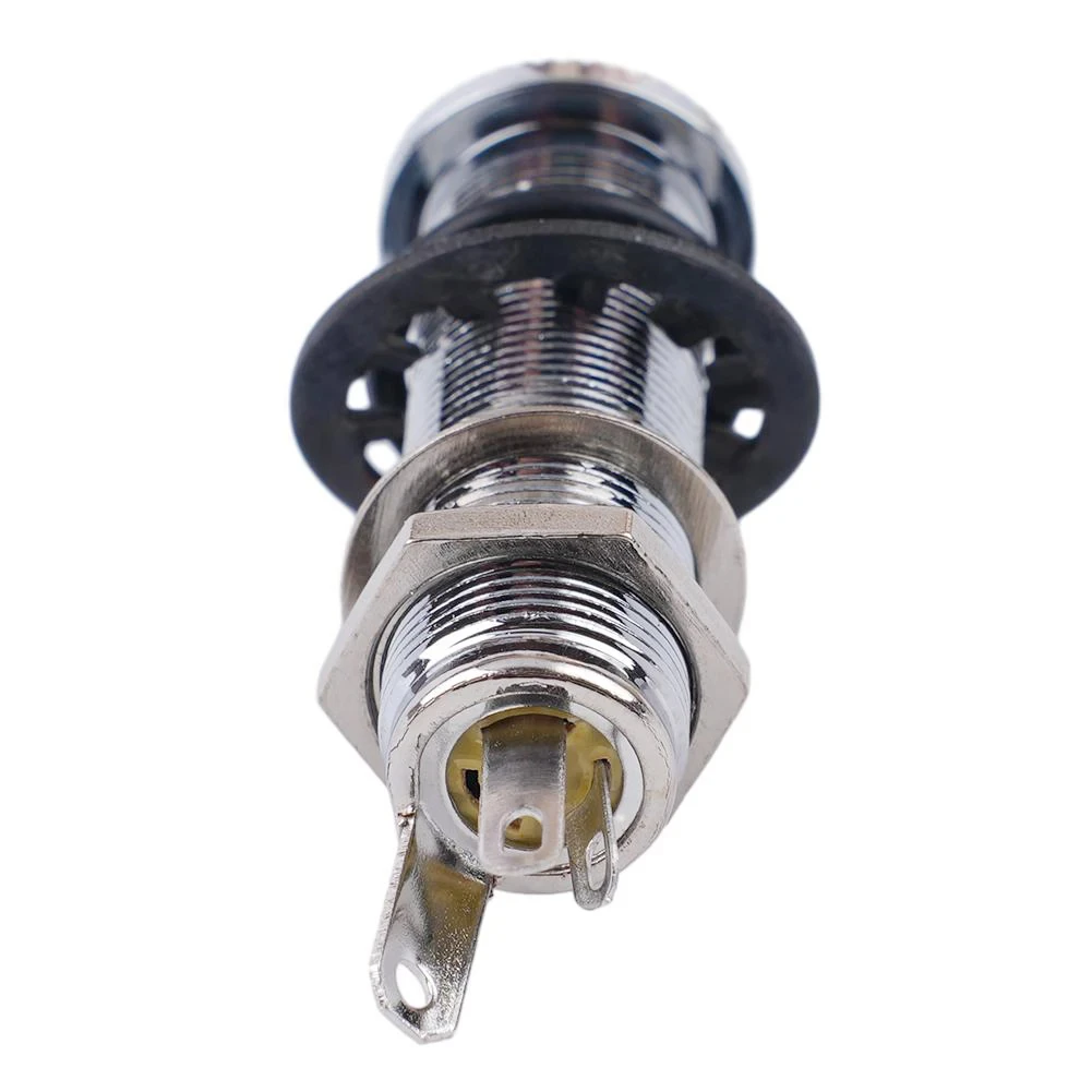 Electric Guitar Bass Parts 6.35mm Stereo Output Input 1/4 Inch Jack Socket Plug Brass Straight Ribbed Tube Style Jack Anti-noisy