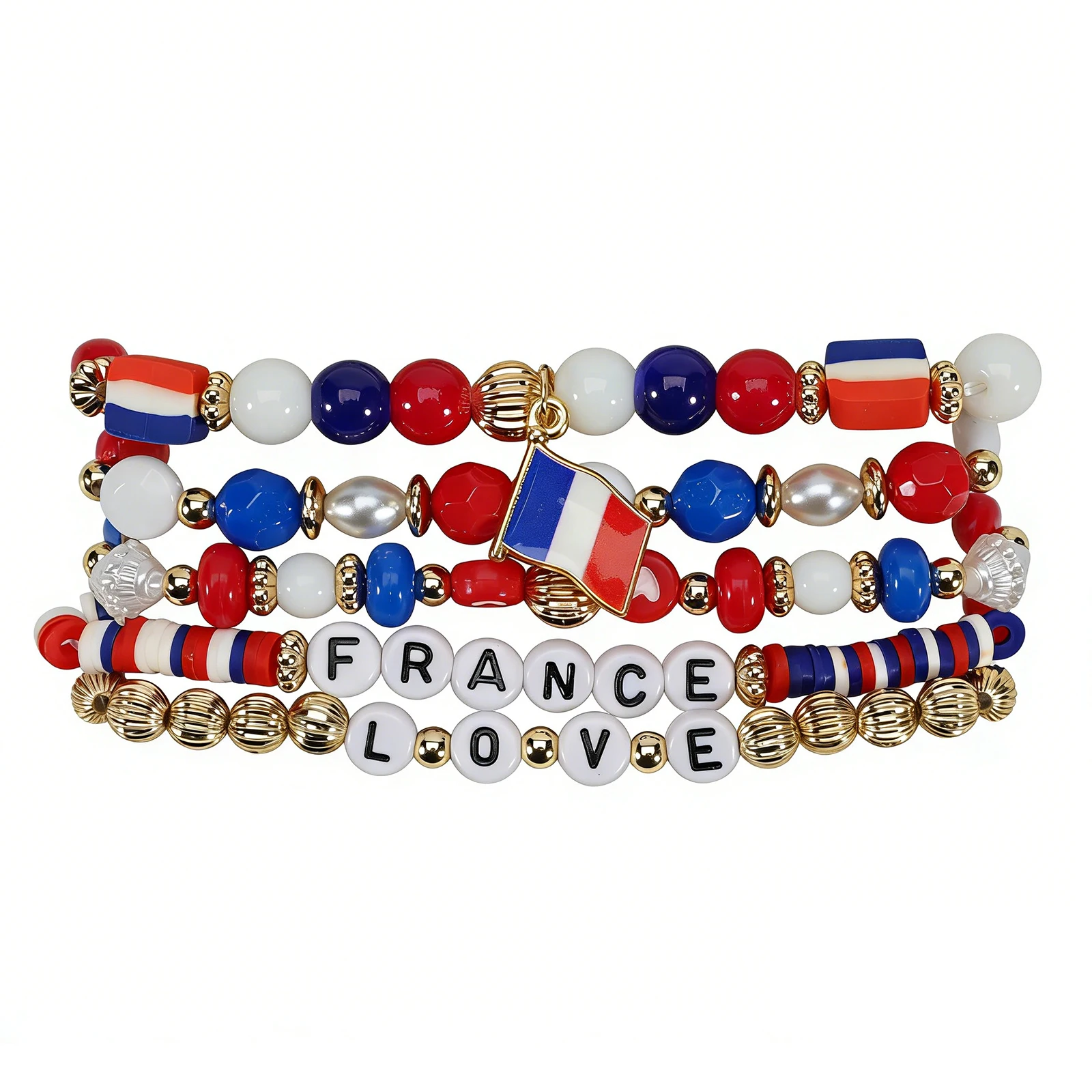 Dropshipping 5 PC/Set Bohemia Style USA Argentina Germany UK France Flag Elements Beaded Bracele Bracelet for Men and Women Gift