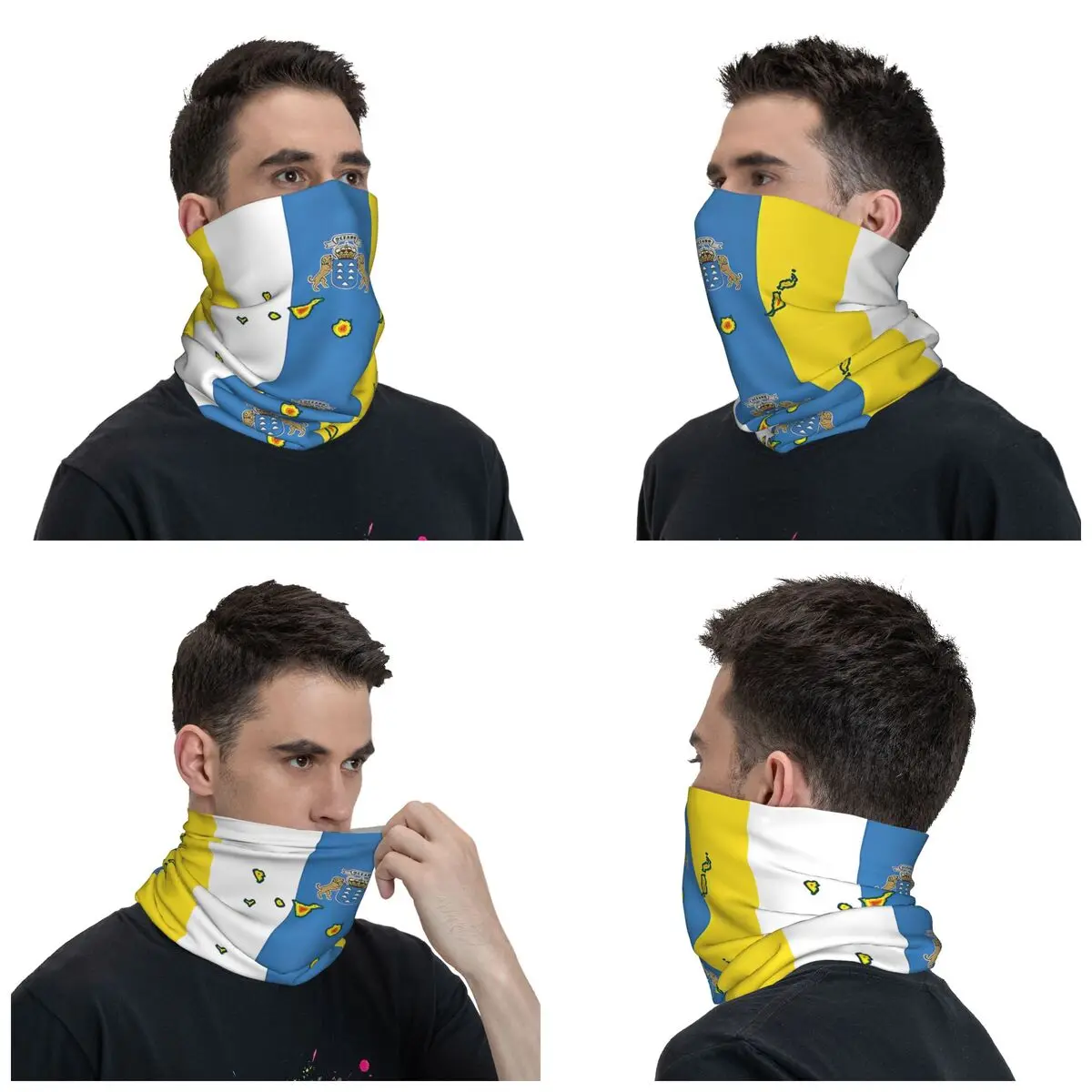 Canary Islands Map Islands Bandana Neck Cover Flag History Balaclavas Face Mask Scarf Multi-use Headwear Fishing Unisex Adult