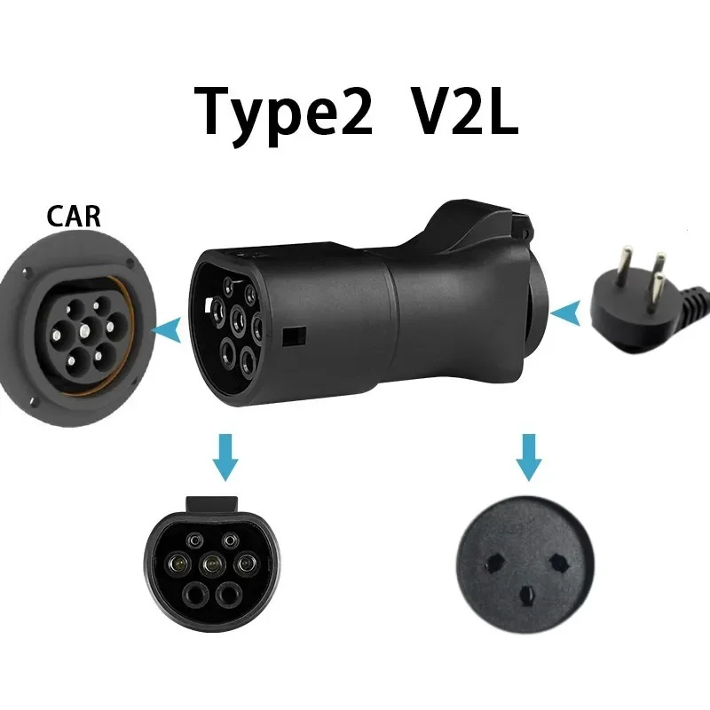 V2L Discharger  Israel Plug V2L Vehicle to Load Type 2 Support for Hyundai KIA Discharge For Type2 Car Discharge EV Cable Adapte