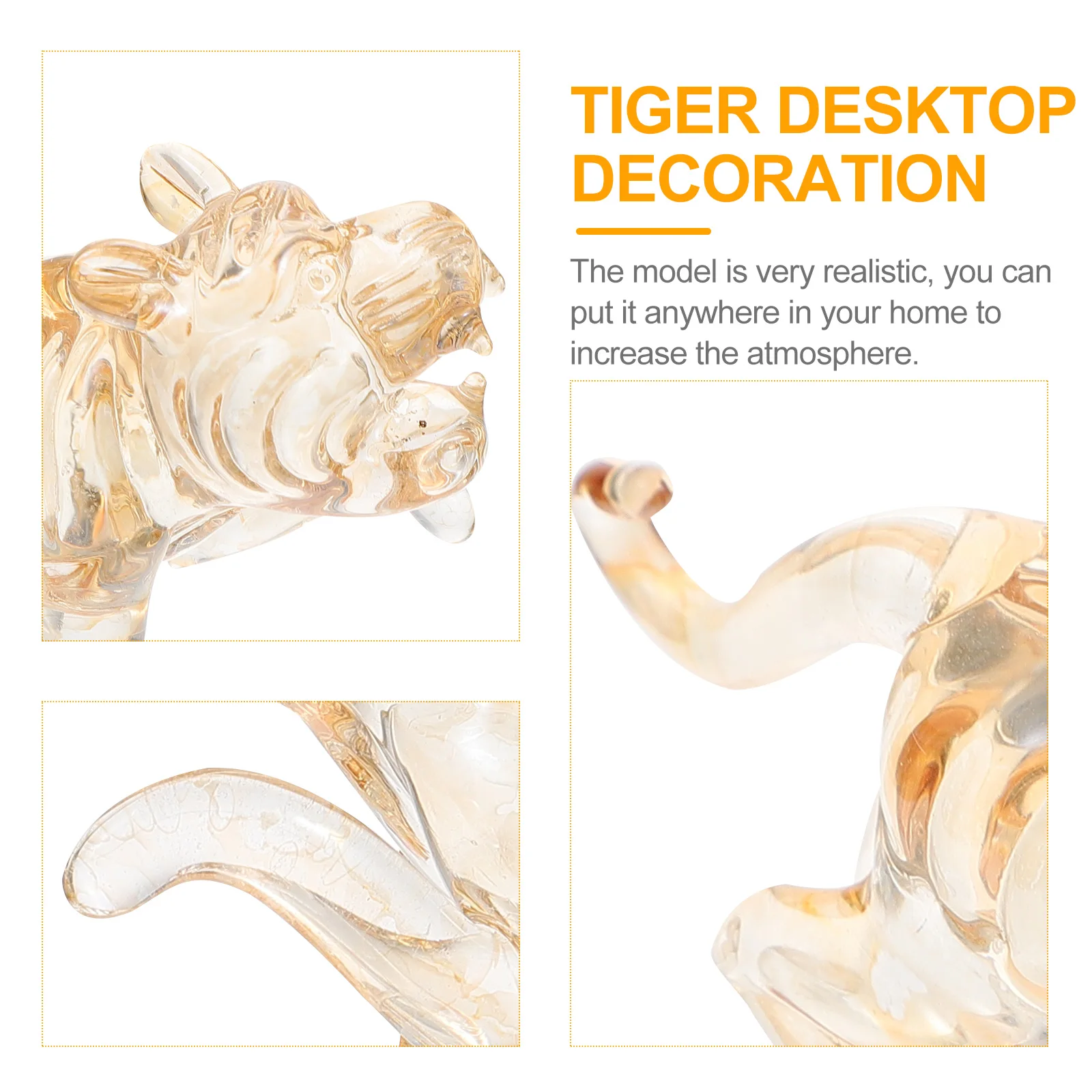 

1Pcs Statue Elegant Desktop Decor Transparent Crystal Craft for Home Office Decoration Tiger Desktop Decoration