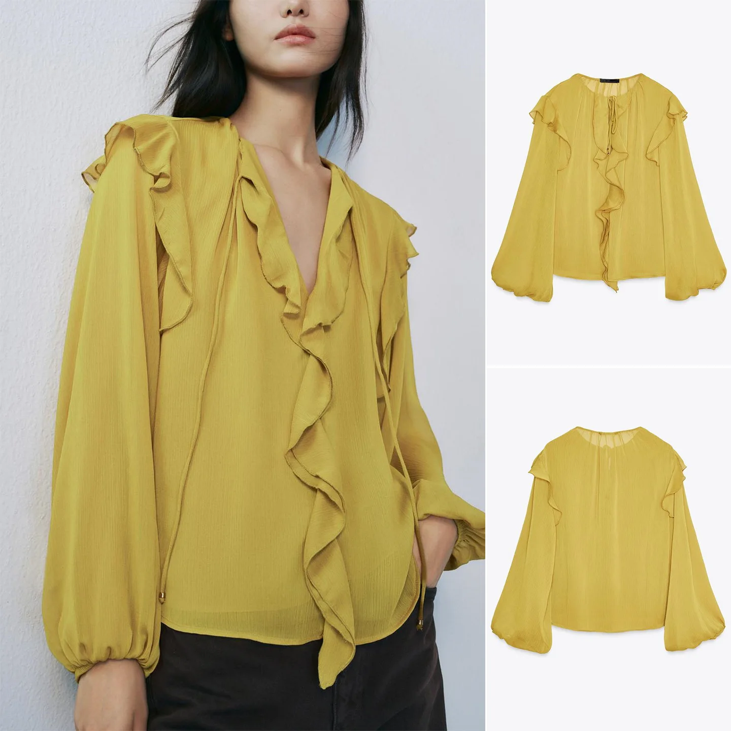 

Новый осенний женский простой круглый вырез Ne Loose irt Knot, декоративный многослойный полиэстер, длинный свеч, приятный для кожи ...